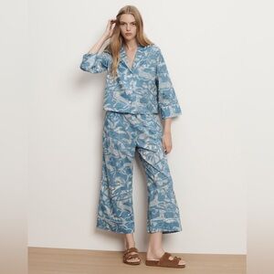 NWT Desmond & Dempsey X Veronica Beard Long-Sleeve Cotton Pajama Set